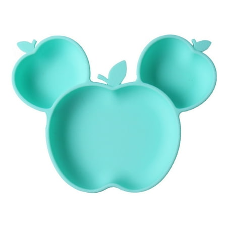 

Cute Apple Shaped Child Feeding Plate for Baby Toddlers Waterproof No Slip Portable Reusable Silicone Dinner Plate light green F104414
