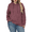 Wine Red, variant on NISVIYA Women's Plus Size Charcoal Hoodie - Ribbed Knit Long Sleeve Casual Sweater with Front Pocket Black
