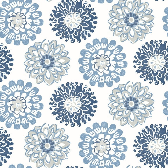 Chesapeake Sunkissed Blue Floral Prepasted Non Woven Blend Wallpaper, 20.5-in by 33-ft, 56.4 sq. ft.