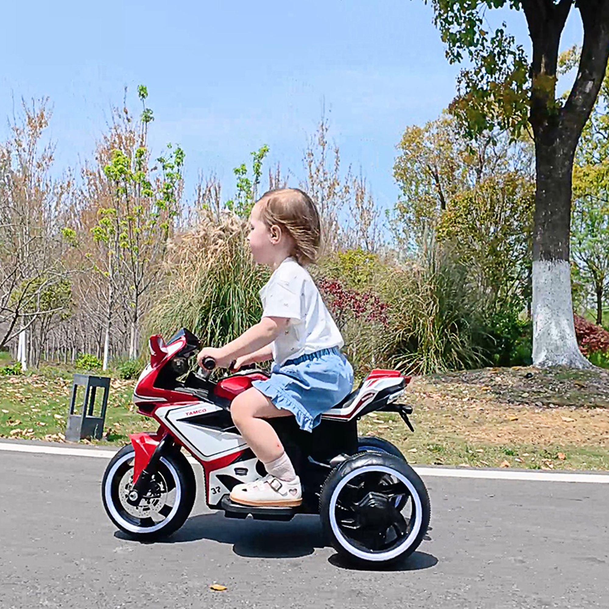 TAMCO Electric Motorcycle Ride On Toy with Lighting Wheels for Kids 3-4 Years Old 66 lb Max Weight