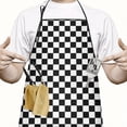 thumbnail image 2 of Black White Checkered Pattern Apron-Garden Aprons for Women with Pockets-Cotton Linen Waterproof Kitchen Cooking Gardening Aprons Adjustable for Kitchen,Cooking,BBQ and Salon 33x27 Inch, 2 of 7