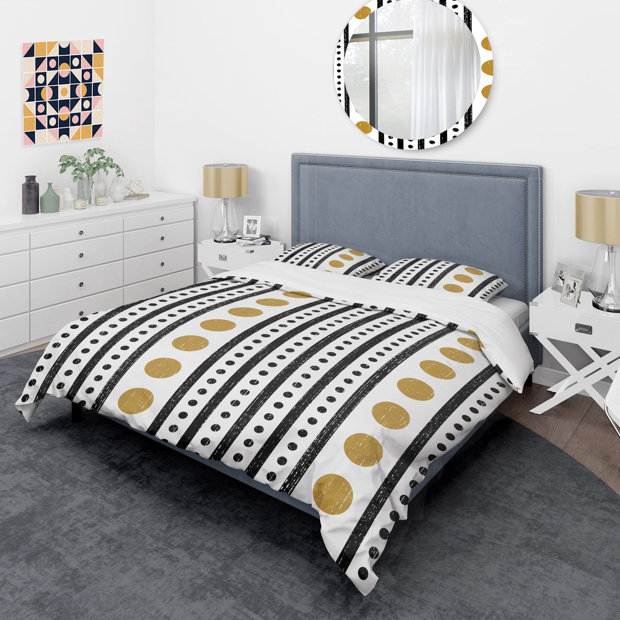 Designart 'Retro Geometrical Abstract Minimal Pattern VII' Mid-Century Modern Duvet Cover Set