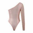 thumbnail image 5 of Wdgfv Women's One Shoulder Sequin Tops Bodysuits Country Concert Outfits for Women Sparkly Shirts Sexy Womens Sparkle Top Pink XXL, 5 of 7
