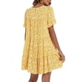 thumbnail image 3 of Bellella Ladies Swing Dresses Summer Short Mini Dress Ruffle Sundress Casual Floral Print Women Yellow S, 3 of 4