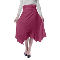 Moomaya Womens Handkerchief Hemline Midi Skirt High Waist Casual Summer Skirts