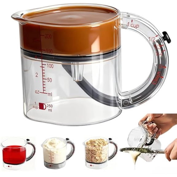 Convenient 4 in1 Adjustable Measuring Cup with Scraper-Style Seal Base,Multi-Functional Up Cup Measuring Cup,Space-Saving Easy to Clean for Cooking and Baking & Ingredients