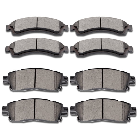 AUTOMUTO Ceramic Discs Brake Pads Kits Front Rear 8pcs Disc Brakes Pads Set fit for 04 05 Buick Rainier, 04 05 Chey SSR, 02 03 04 05 Chevy Trailblazer, 02 03 04 05 Chevy Trailblazer EXT