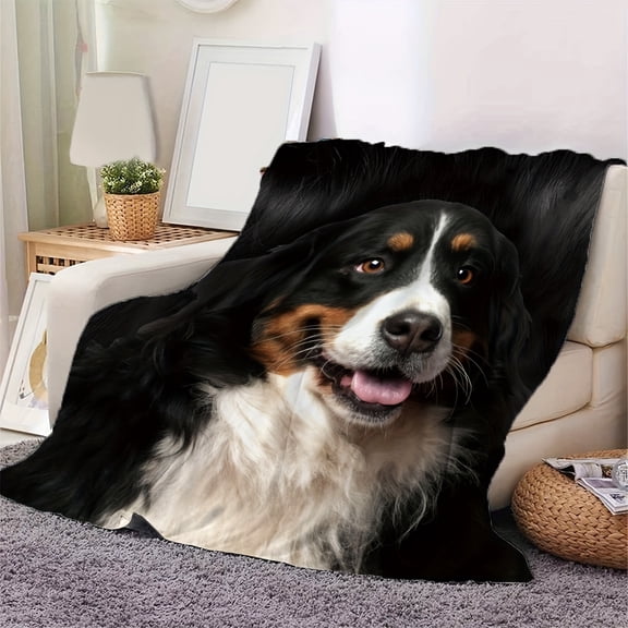 1pc Dog Pattern Flannel Blanket Soft Warm Throw Blanket Nap Blanket For Couch Sofa Office Bed Camping Travel Multi purpose Gift Blanket For All Season