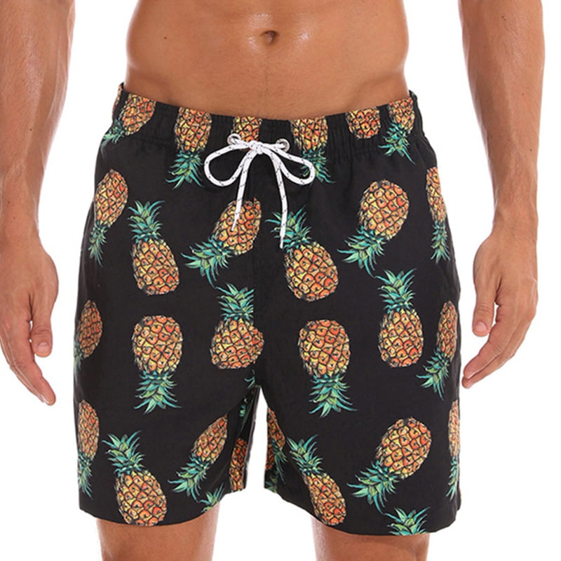 Fashion Swim Trunks Mens Board Shorts Orange Pineapple with Love Green Quick Dry Shorts