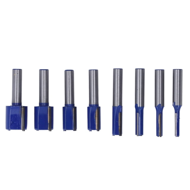 Fresa de doble filo, 8 piezas, ranuradora para carpintería, fresa para carpintería de vástago recto, fresa para carpintería de vástago recto, ingeniería de precisión