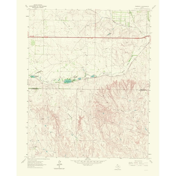 Topographical Map - Ramsdell Texas Quad - USGS 1967 - 23 x 28.35 - Vintage Wall Art