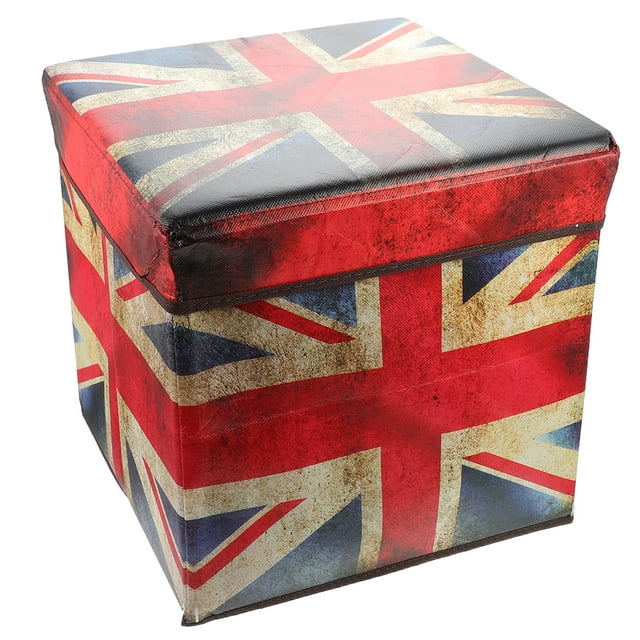 MasteelfCA Storage Ottoman Household Folding Storage Ottoman Stool British Flag Pattern Stool