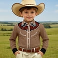 thumbnail image 2 of FINALGANG Boys Long Sleeve Shirts Kids Western Cowboy Shirt Printed Regular Fit Casual Shirts For Boys Button Down Shirt Western Festival Party Tops 10-11 Years, 2 of 4