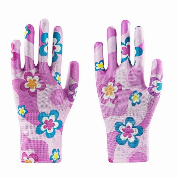 12 Pairs Gardening Gloves,Nylon Floral Pattern Gardening Gloves for Ladies Women, Garden Gloves with Non-Slip Dots, Elastic Cuffs for Yard, Fishing, Weeding