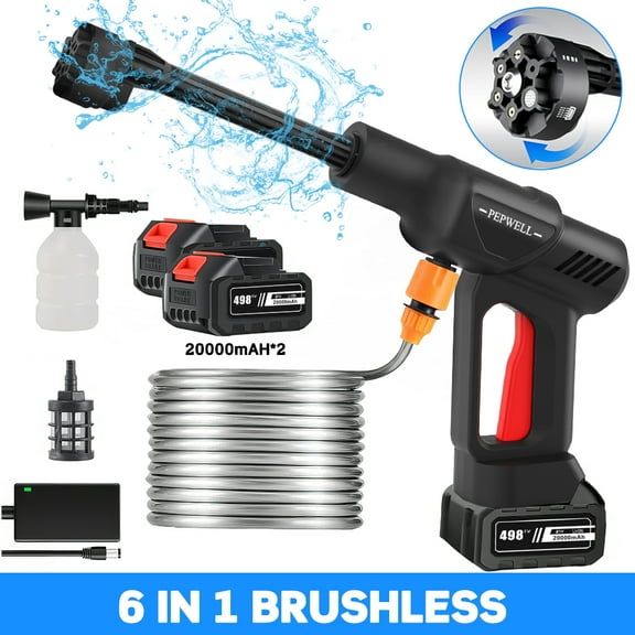Seneo 21V Electric Power Jet Water Wash Cleaner, Portable Cordless Pressure Washer, Electric Car Washer Gun with Rechargeable 6-in-1 Nozzle and Makita Battery
