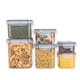 thumbnail image 2 of Kitchen Storage Containers Set | 6-Piece Food Grade Plastic Canisters | Airtight Easy Buckle Lids | Large Medium Mini Sizes | Stackable Clear Pantry Organizer | BPA-Free | Grain Snack Flour Sugar, 2 of 9