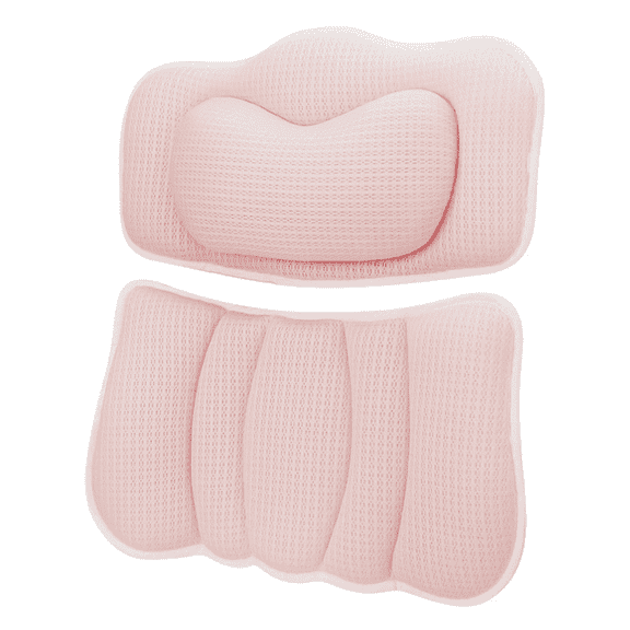 ROSYNEY Bath Pillow, Ergonomic Luxury Bathtub Pillow ,Multi-Use with Head,Neck, Shoulder and Back Support, with 6 Powerful Suction Cups, Fits All Bathtub,Pink