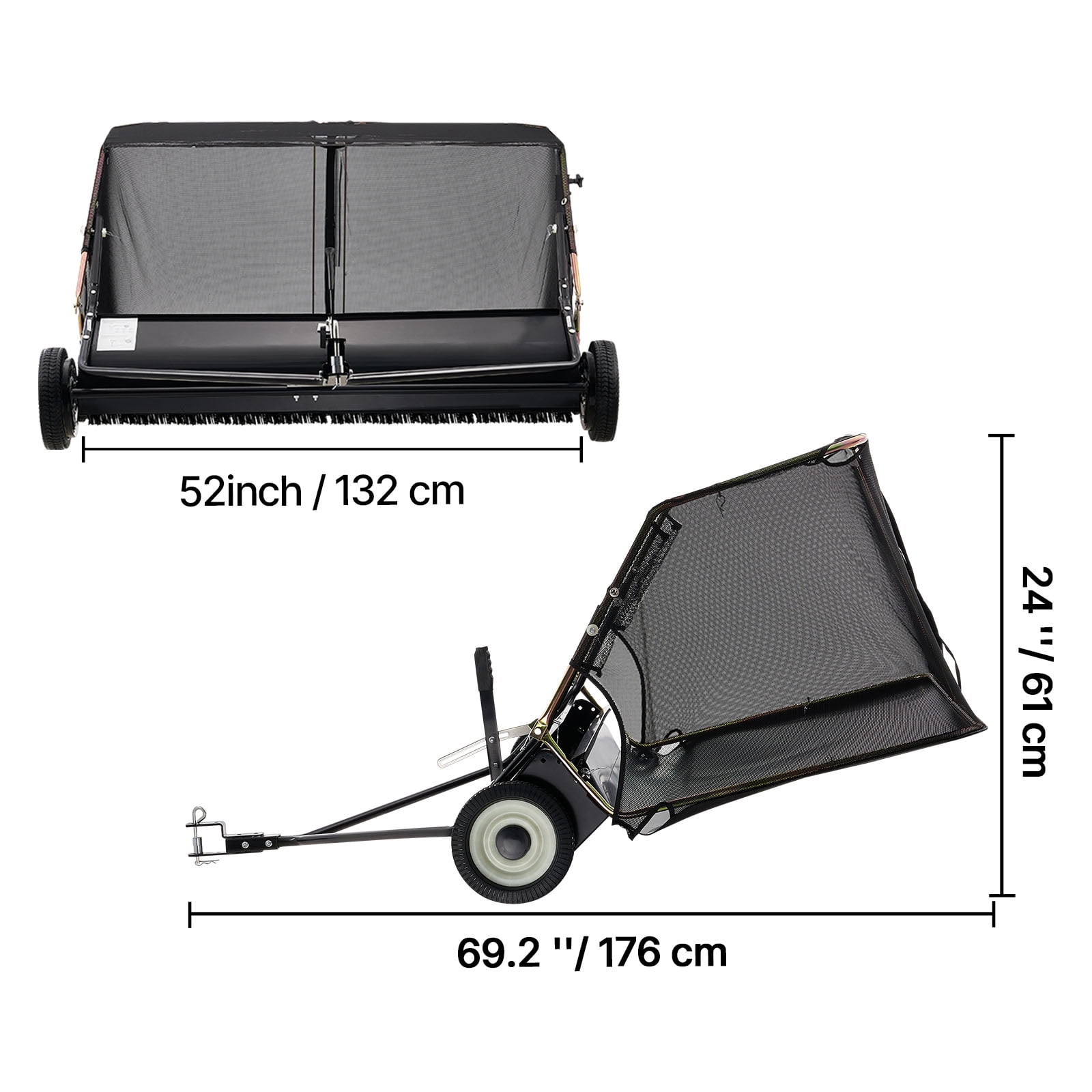 KFFKFF Tow-Behind Lawn Sweeper TC5001D 52 in 26 cu.ft. 69.2 ×60.2 ×24.0 in