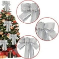 thumbnail image 7 of Christmas Bows Outdoor Decorations Large Glitter Christmas Tree Topper Bow with Glitter Gold Edge for Christmas Tree Party Gift Home Front Door Decor Indoor Outdoor Decoration Supplies(2PC Silver), 7 of 7