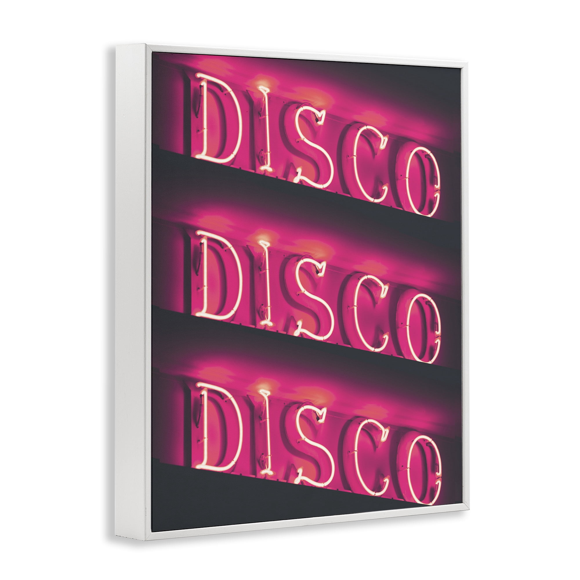 Stupell Industries Pink Disco Neon Lights Typography Painting White Framed Art Print Wall Art, 11 x 14