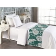 thumbnail image 2 of Floral Boho Bed Runner, Neutral Peony Illustration with Hummingbird Sketches Ethnic Design, Decorative Accent Bedding Scarf for Hotels Homes & Guest Rooms, Twin, Jade Green and Ivory, by Ambesonne, 2 of 3