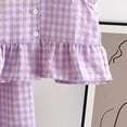 thumbnail image 3 of FRSASU 2 Piece Outfits for Girls Summer Ruffle Sleeve Tank Top Wide Leg Gingham Pants Toddler Girl Spring Cute Matching Sets Purple, 3 of 6