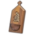 thumbnail image 1 of Pila de Agua Bendita Intercesión en Madera Maciza de Nogal con Sagrada Familia, 1 of 7