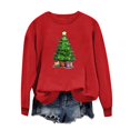 thumbnail image 5 of asdoklhq Christmas Long Sleeve Tops for Women Round Neck Christmas Printed Sweatshirt Long Sleeved Top Sweatshirt Red S, 5 of 6