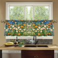 thumbnail image 4 of Yayeee Kitchen Curtains Tier Set of 2 Light Filtering 57"x24" Over Sink Window Panels, Orange Floral Garden, 4 of 7