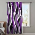 thumbnail image 4 of Purple Stripe Sheer Curtains 108" Extra Long, Black Grey White Gradient Striped Geometric Light Filering Curtains, Privacy Drapes Simi Floor to Veiling Curtain for Living Room Window Treatment, 4 of 9