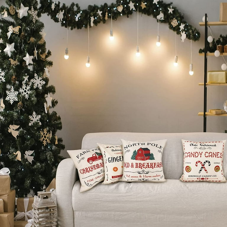 Stuffed Farmhouse Rustic Christmas Pillow, Winter Wonderland Throw Pillow, Primitive Christmas Decor,Rustic Christmas Decor