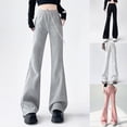 thumbnail image 3 of BUYISI Basic Simple Womens Flared Casual pants Fashion Straight Slim Wide-leg pants Black S, 3 of 6