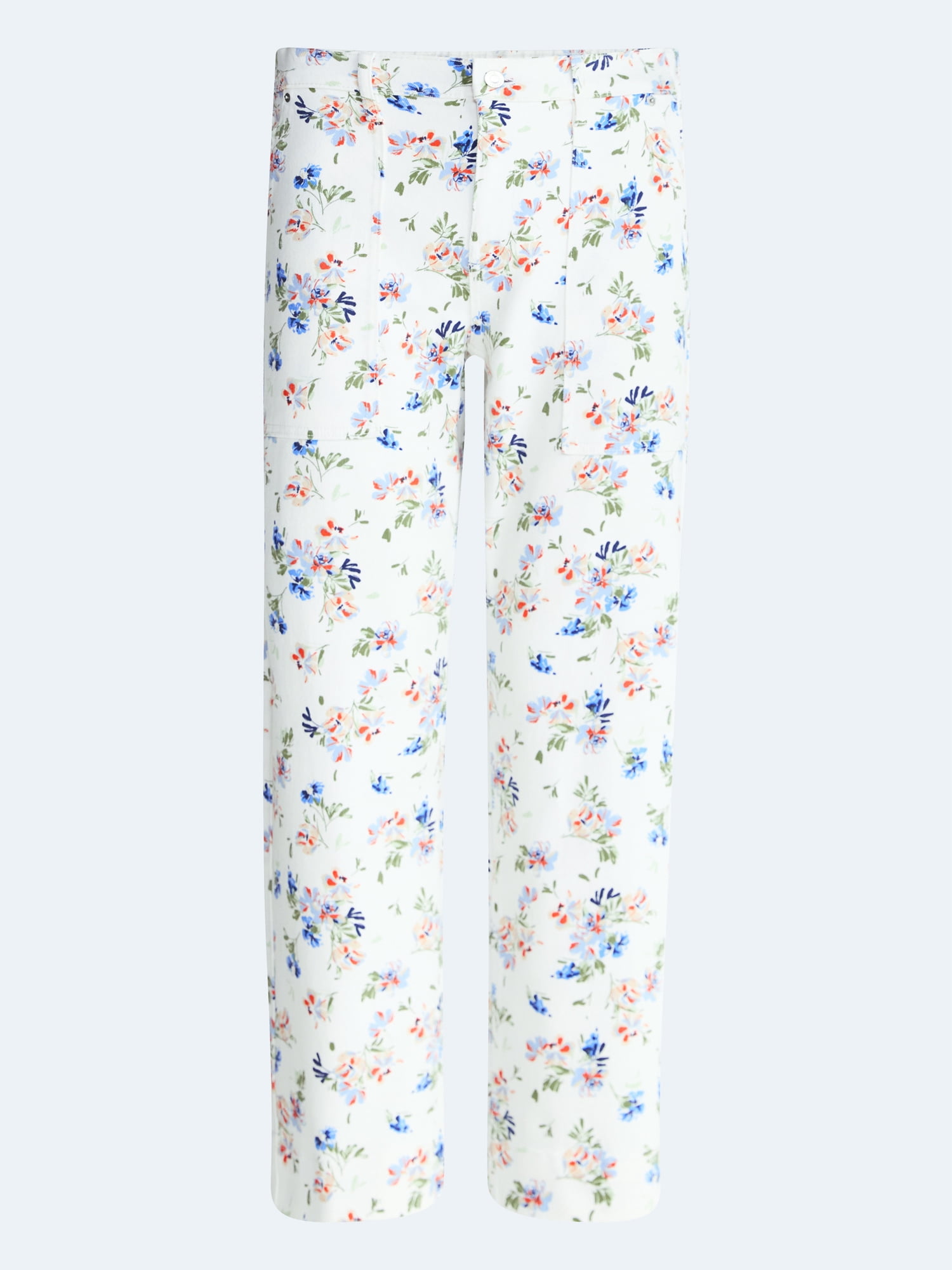 Free Assembly Women's Floral Pants with Chop Pockets, Sizes XS-XXL