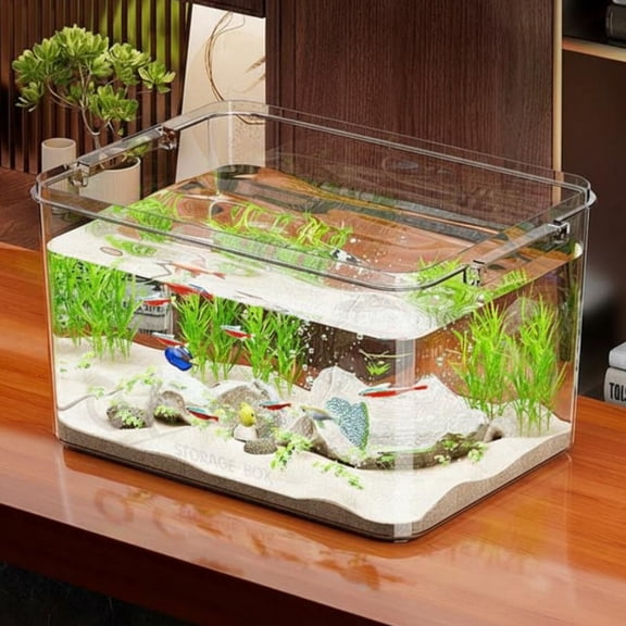 Tnarru Clear PET turtle tank, desktop fish habitat