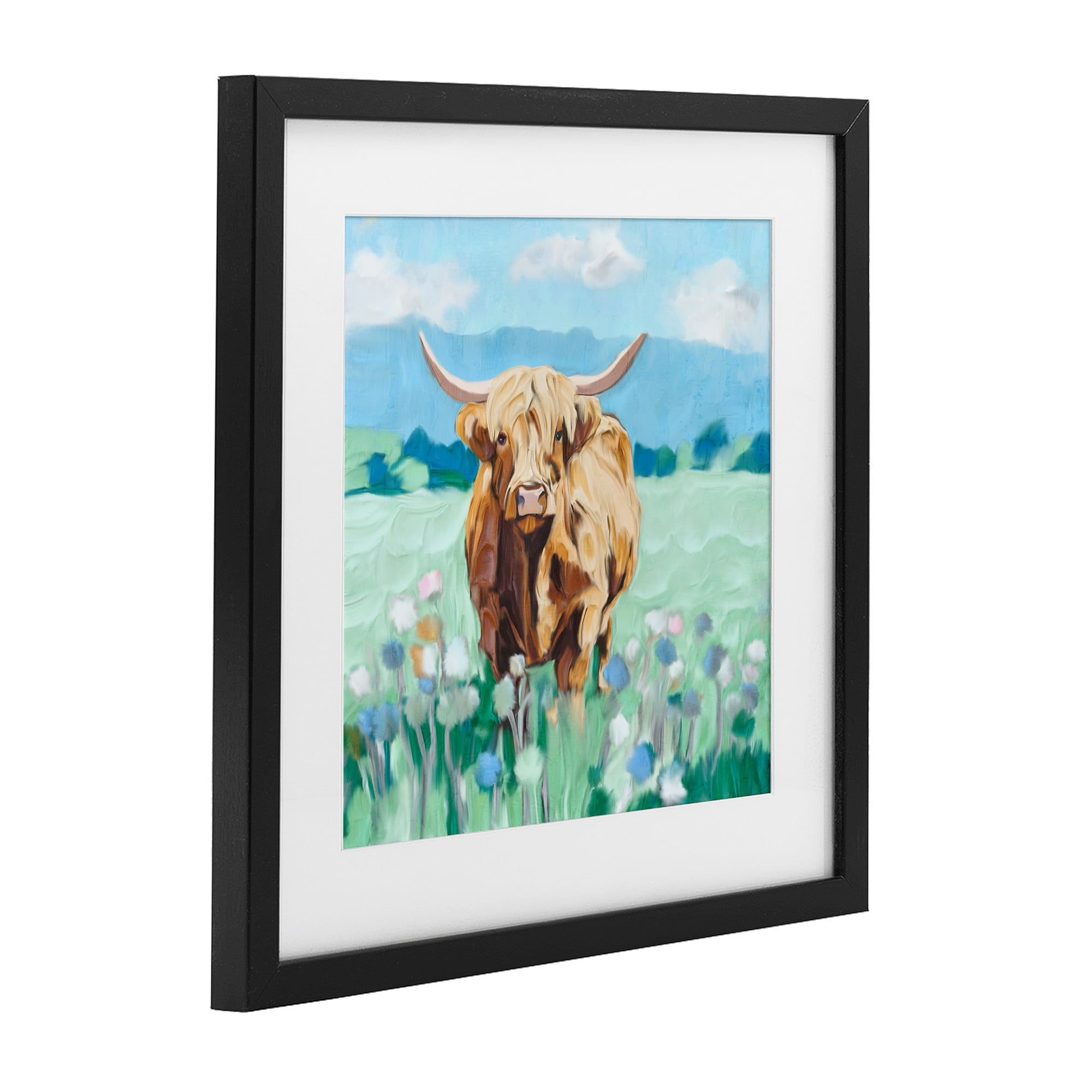 Stupell Industries Blue Sky Highland Black Framed Print Under Glass, design by Kim Allen