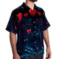 thumbnail image 2 of Valentine's Day Love ECG Men's Short Sleeve Hawaiian Shirt Button Down Poplin Beach Casual Printed Unisex Summer Tops, 2 of 6