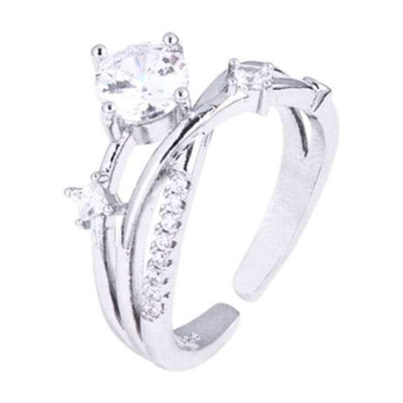 Rings Cosmic Planet Flash Diamond Ring Light Luxury Personalized Design Diamond Ring (Silver )