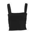 thumbnail image 5 of Jewelreauty Womens Square Neck Crop Tank Tops Casual Sleeveless Wide Strap Slim Fitting Solid Blouses (S, Black), 5 of 8