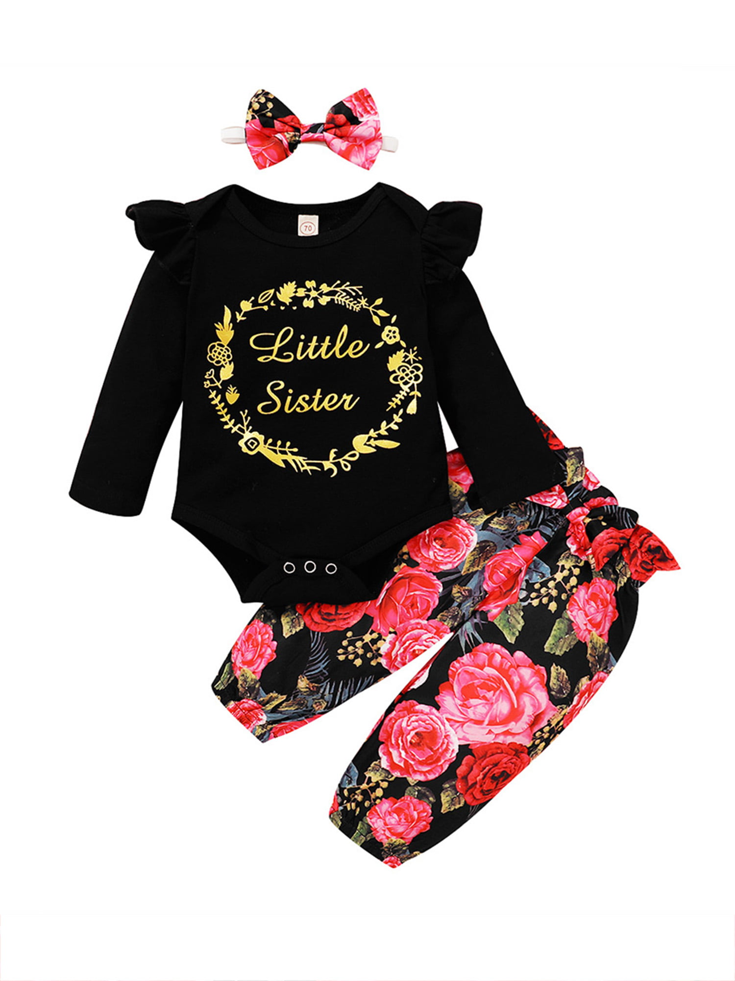 LAPA Newborn Baby Girls Clothes Floral Print Long Sleeve Romper Jumpsuit Outfits 
