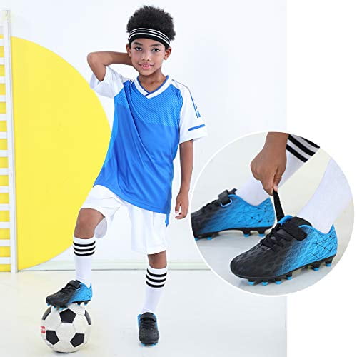 brooman Kids Firm Ground Soccer Cleats Boys Girls Athletic Outdoor Football Shoes 