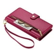 thumbnail image 5 of For Samsung Galaxy S22 Ultra 5G 6.8-inch Wallet Case for Women Men Multi-Card Slots Zipper Pocket Lanyard Strap Wristlet Leather Phone Case,Red, 5 of 7