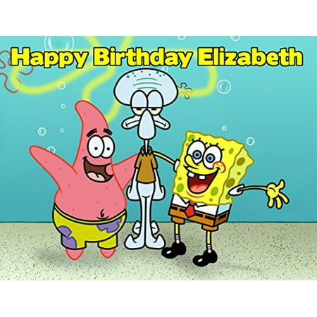 Spongebob Squarepants Edible Image Photo Cake Frosting Icing Topper Sheet Personalized Custom Customized Birthday Party - 1/4 Sheet - 79148 ()