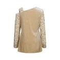 thumbnail image 4 of Gvmfive Women Long Sleeve Velvet Tops Sequins Cold Shoulder Tunic Blouse Tunic, 4 of 8