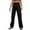 Black, variant on OSOLU Solid Color Women Casual High Waisted Cargo Pants Wide Leg Casual Denim Trousers Multi Pocket Cargo Jeans Daily Relaxed Fit Breathable Bottoms