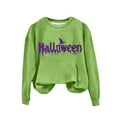 thumbnail image 4 of Green Women's Oversized Sweatshirts Halloween Witch Sweatshirt Women Season Sweatshirts Halloween Bat Long Sleeve Fall Crewneck Pullover Tops Hoodies for Women Trendy, 4 of 4