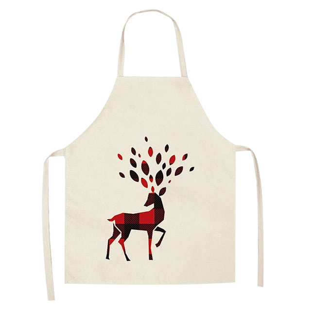 1Pc Parent Adult the Family Kitchen Christmas Print Linen Family Aprons