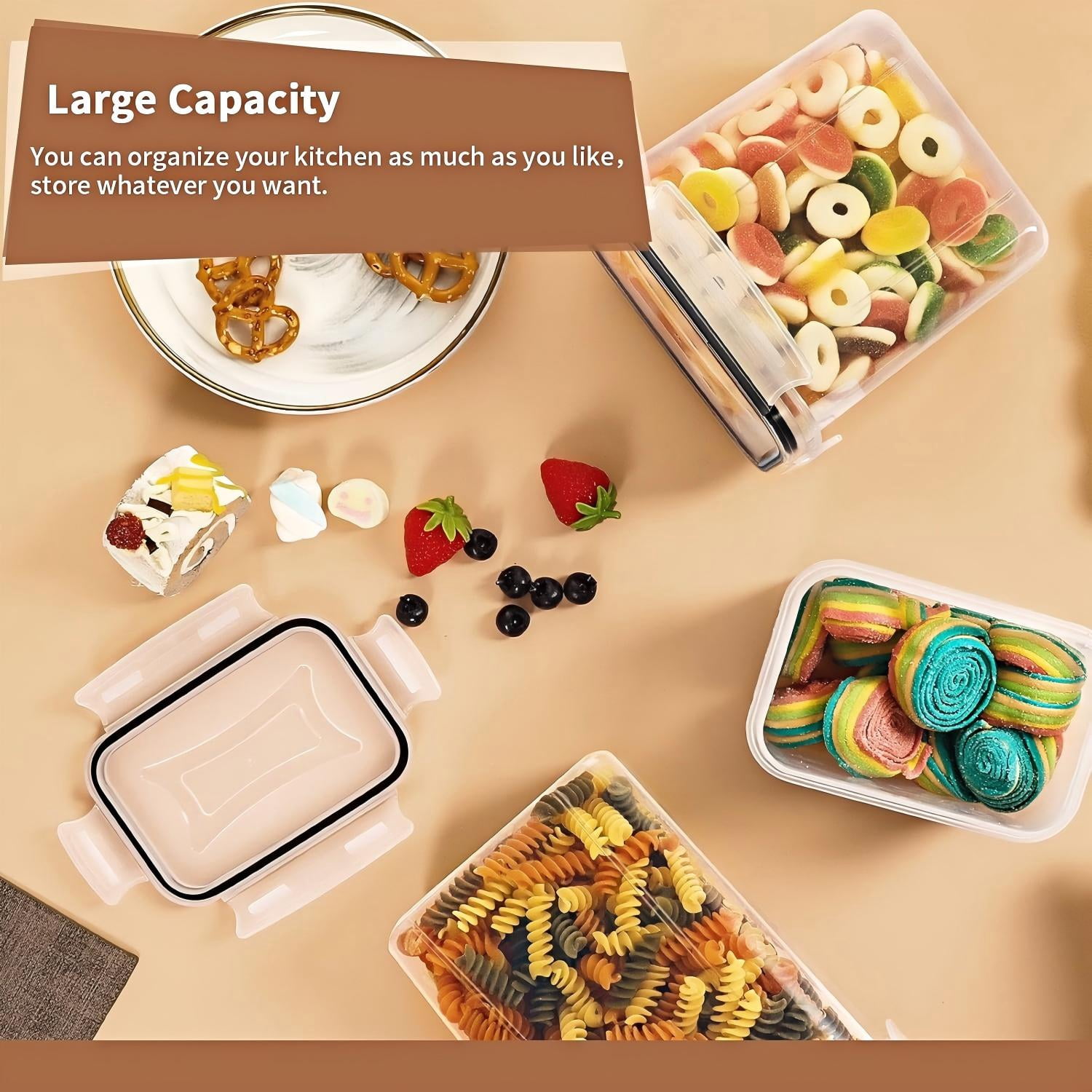 AISOON 16-Piece Airtight Food Storage Containers Set, BPA-Free Stackable Pantry Canisters, Clear