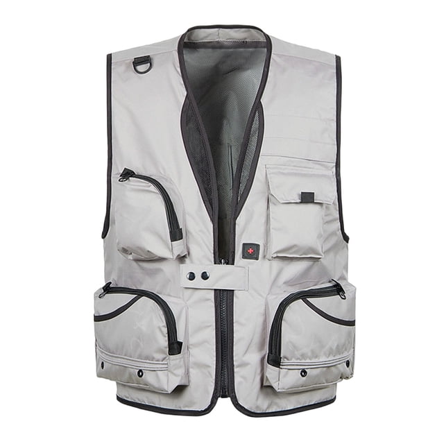 Gpaecead Fishing Vest Summer Outdoor Men's Work Jacket Standing Collar Multiple Pockets Outdoor Photography And Sports Jacket Coat