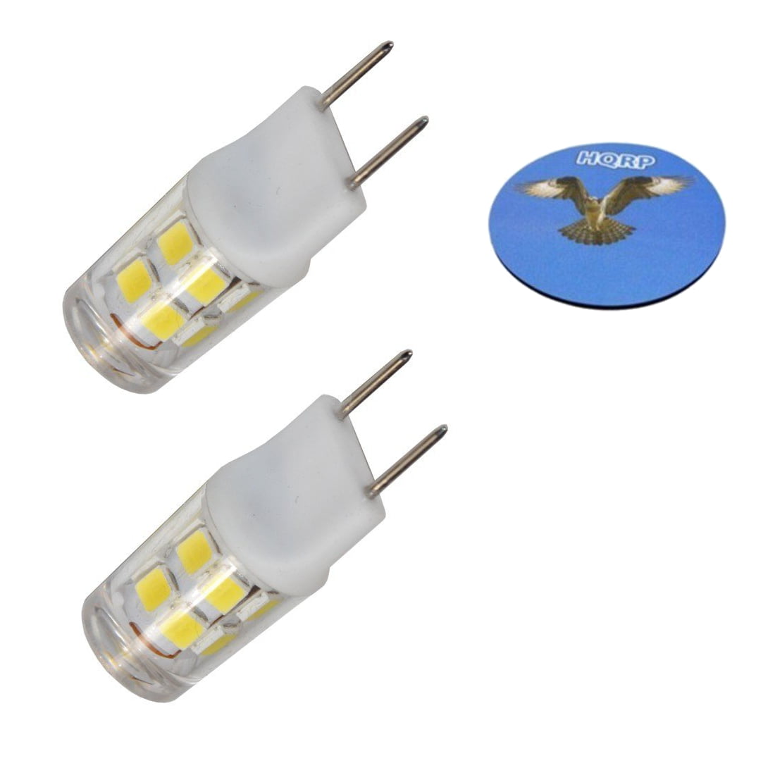 HQRP G8 Bi-Pin 17 LEDs Light Bulb SMD 2835 Cool White for GE Over The Stove Microwave Oven Plus Coaster