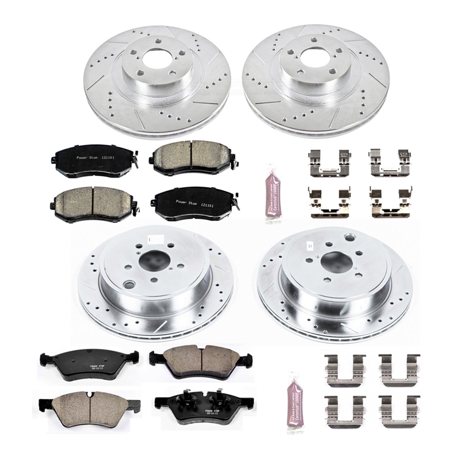 PowerStop Front and Rear Z23 Evolution Sport Carbon-Fiber Ceramic Brake Pad and Drilled & Slotted Rotor Kit Fits: SCION SUBARU TOYOTA Select Models K6164